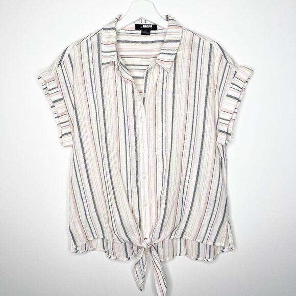 Sanctuary Tops - SANCTUARY Borrego Pink Striped Blouse